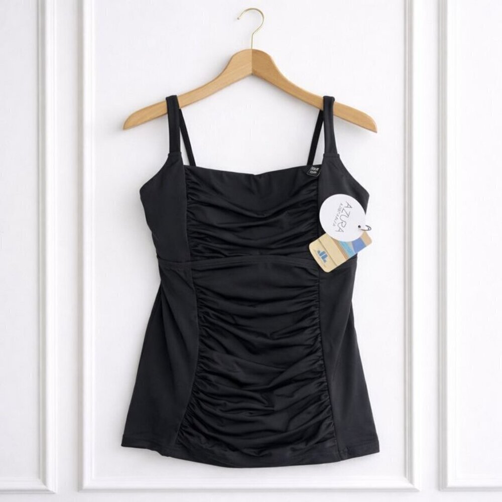 NWT Azura Australia Ruched Singlet Tankini Top Swimsuit DD-E Cup Italian Fabric